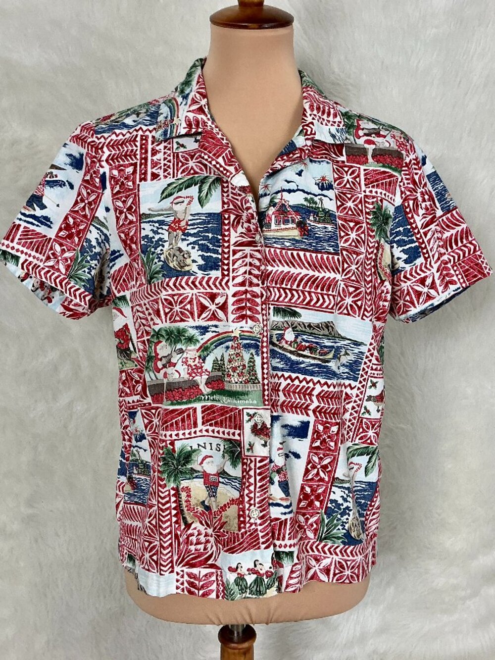 Reyn Spooner Mele Kalikimaka Hawaiian Christmas Camp Aloha Shirt S